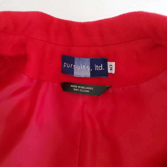 Pursuits LTD Red Wool Cashmere Blend Vintage Blazer Front Pockets Womens 10 - Picture 8 of 9